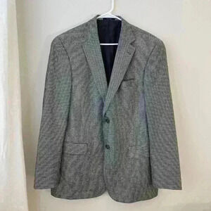 100% cashmere LORO PIANA black and white houndstooth SIZE 43R two button blazer